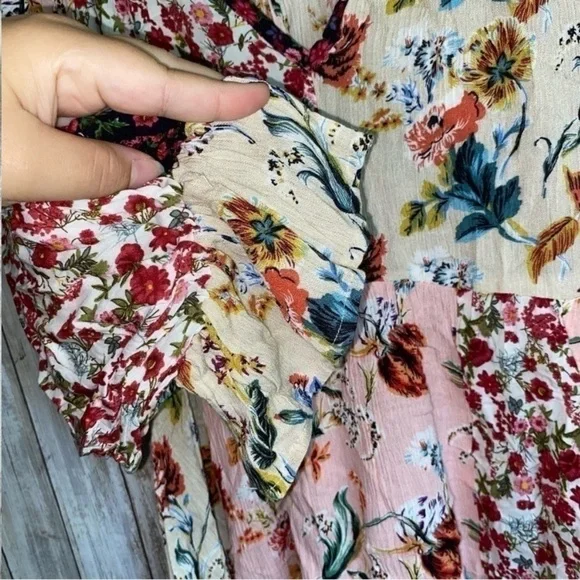 Umgee Hippie Dippie Boho Mixed Print Peasant Dress - Picture 3 of 7